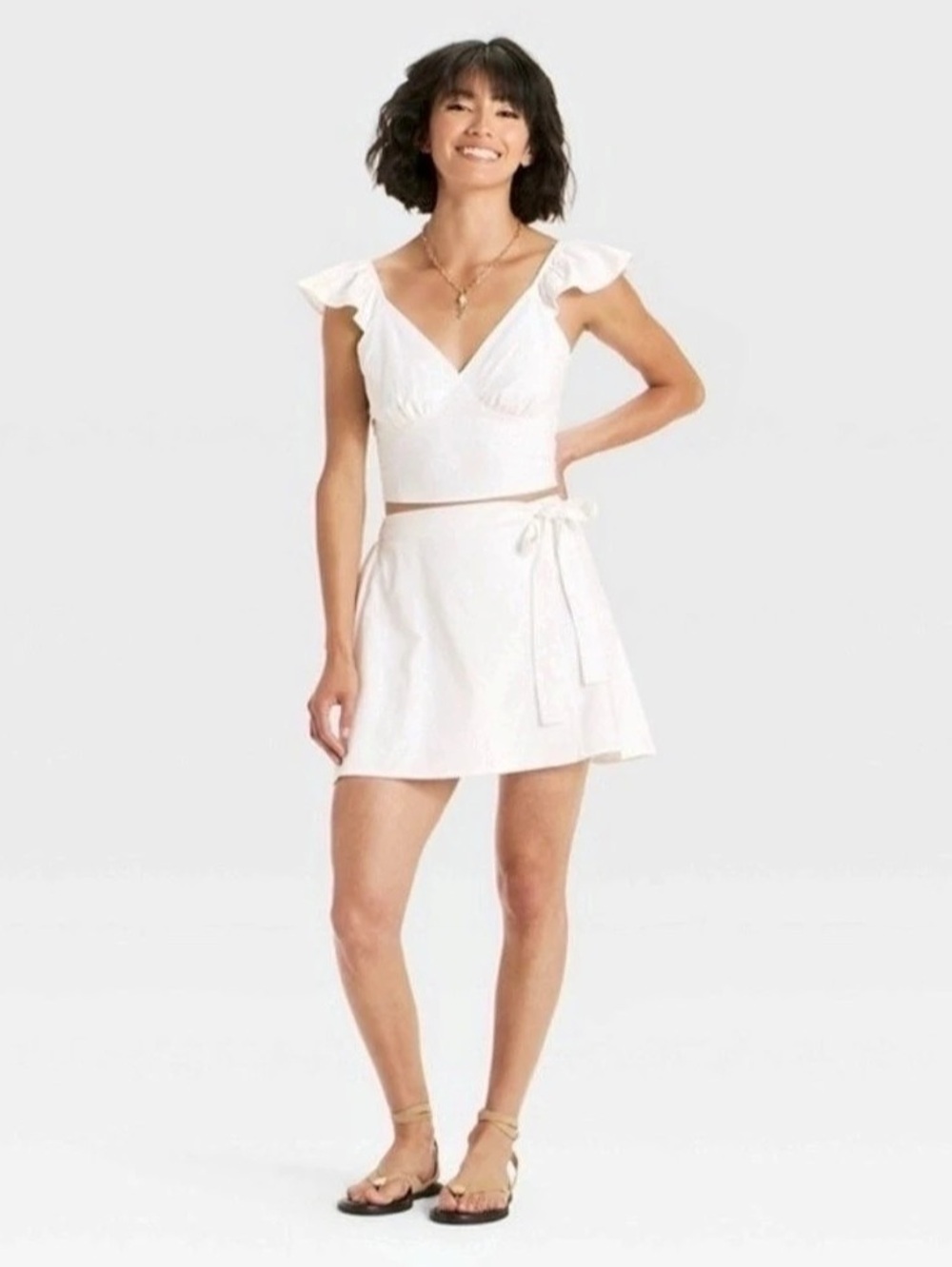 NWT A New Day Linen Wrap Mini Skirt White XS